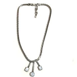VINTAGE KC DESIGNS SILVER-TONE MOTHER OF PEARL PENDANT 17" NECKLACE